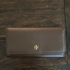 Tory Burch Chocolate Leather Wallet